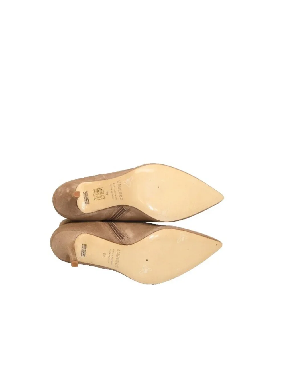 $600 L'AGENCE Aimee Bootie Buckskin Suede POINTY TOE HEELED BEIGE 39 (TF21)